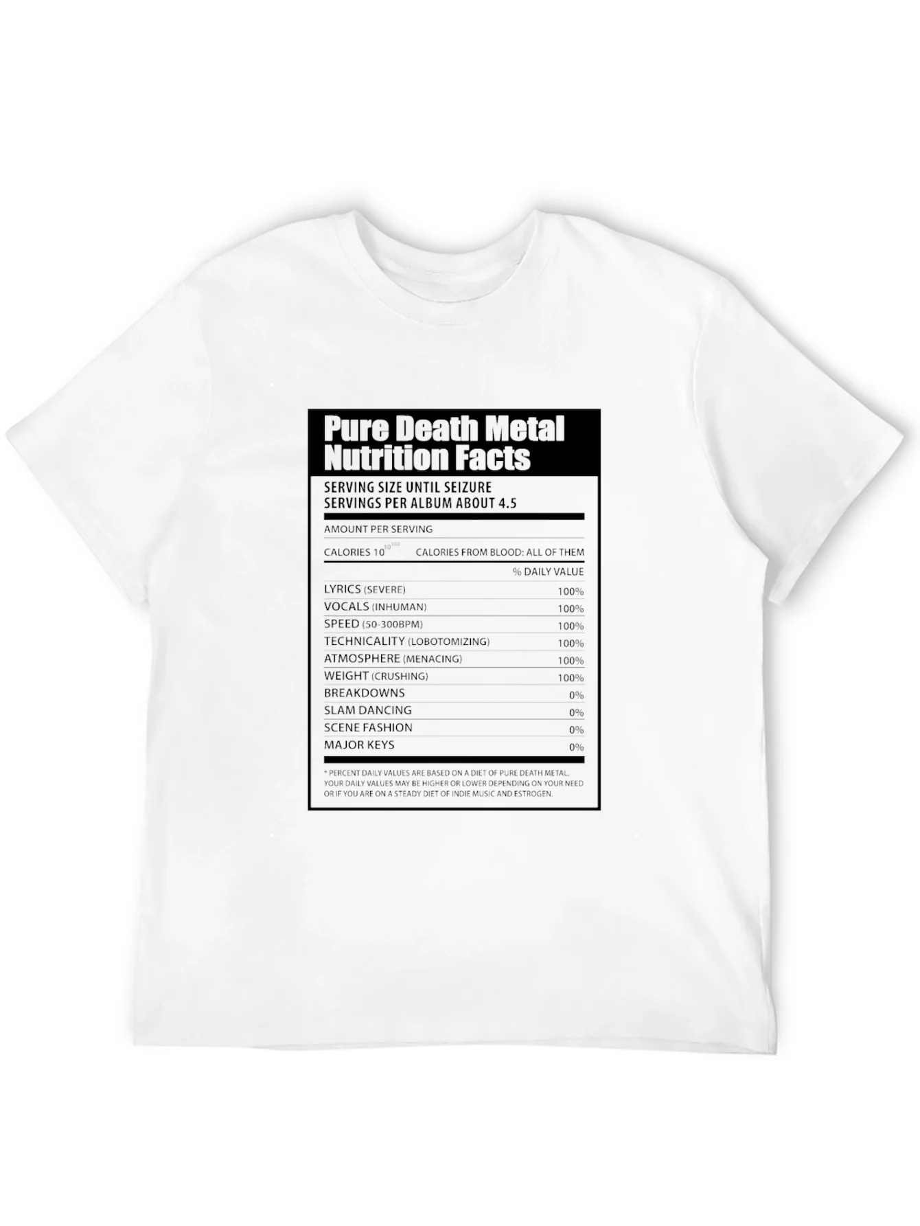 Pure Death Metal Nutrition Facts T-Shirt
