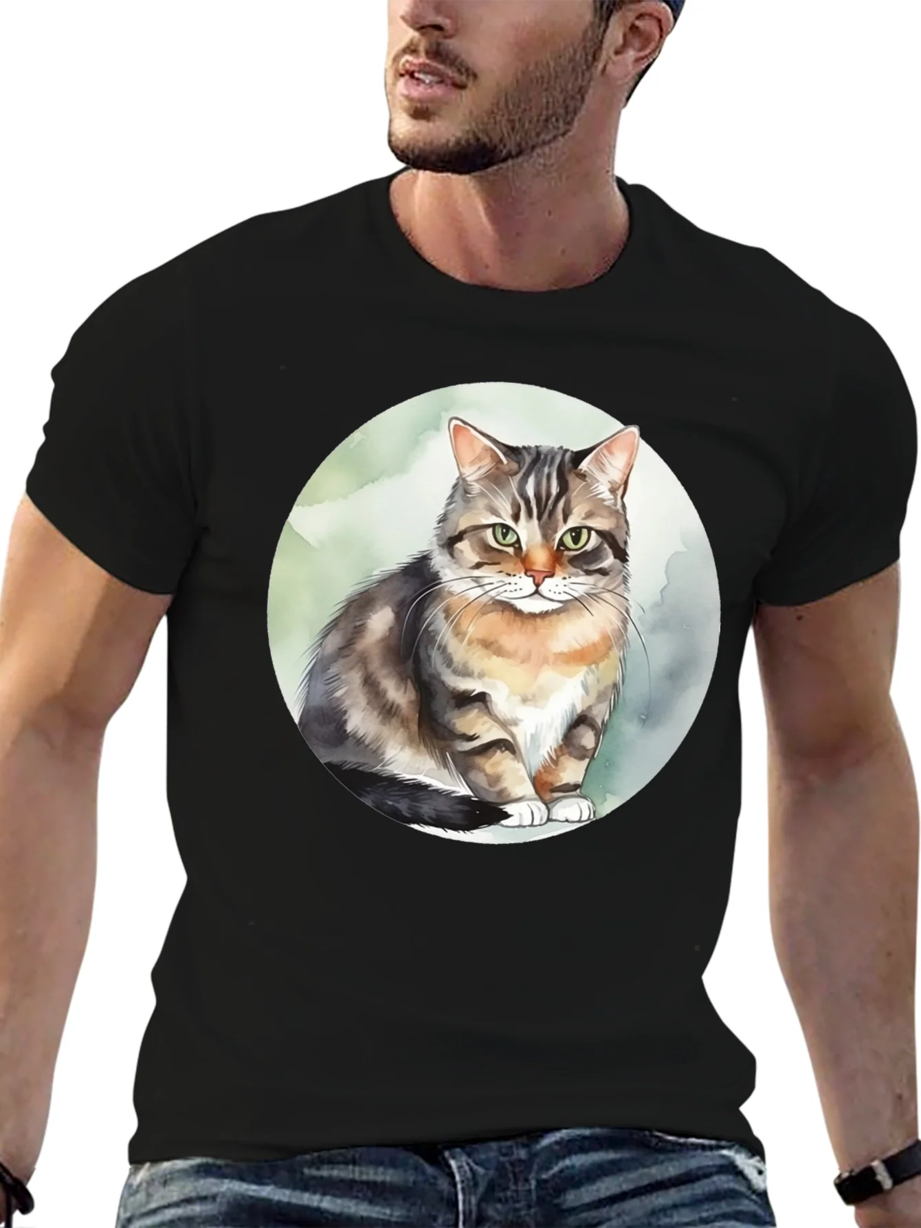 Cat Watercolor Graphic Tee - Stylish & Unique