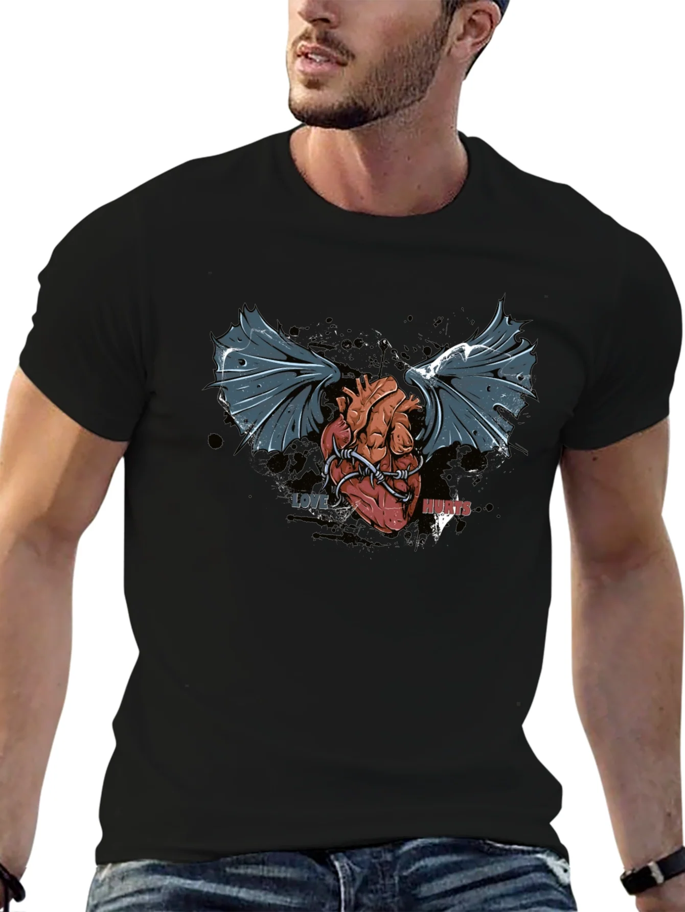 Love Hurts T-Shirt - Winged Heart Graphic Tee