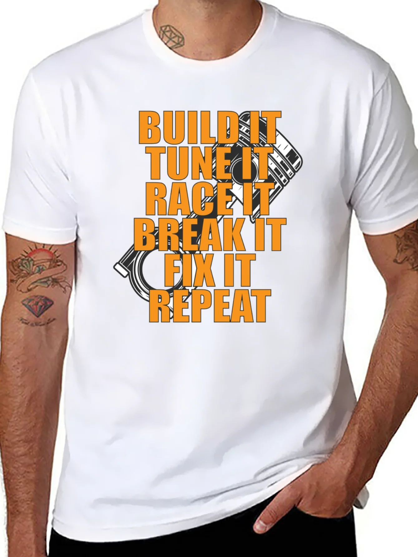 Build Tune Race Repeat Black T-Shirt