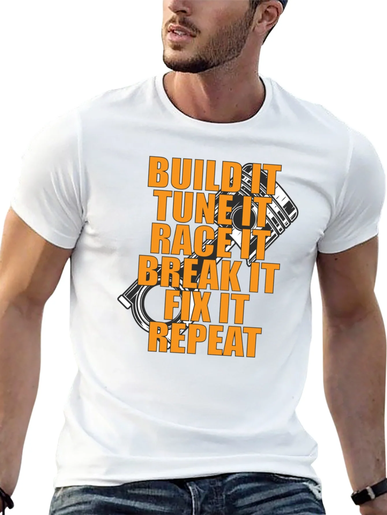 Build Tune Race Repeat Black T-Shirt
