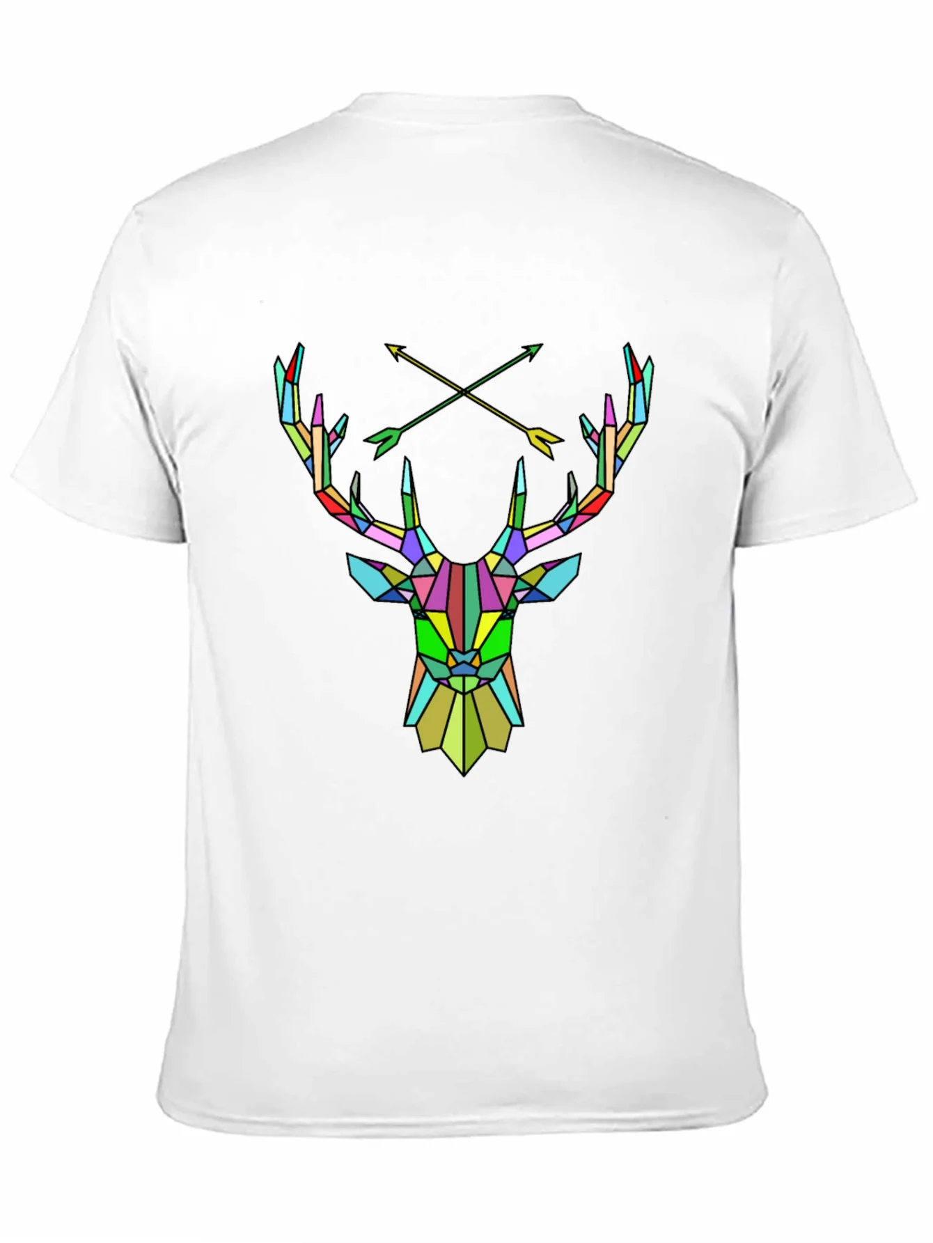 Geometric Deer Head Graphic Tee - Mens Black T-Shirt