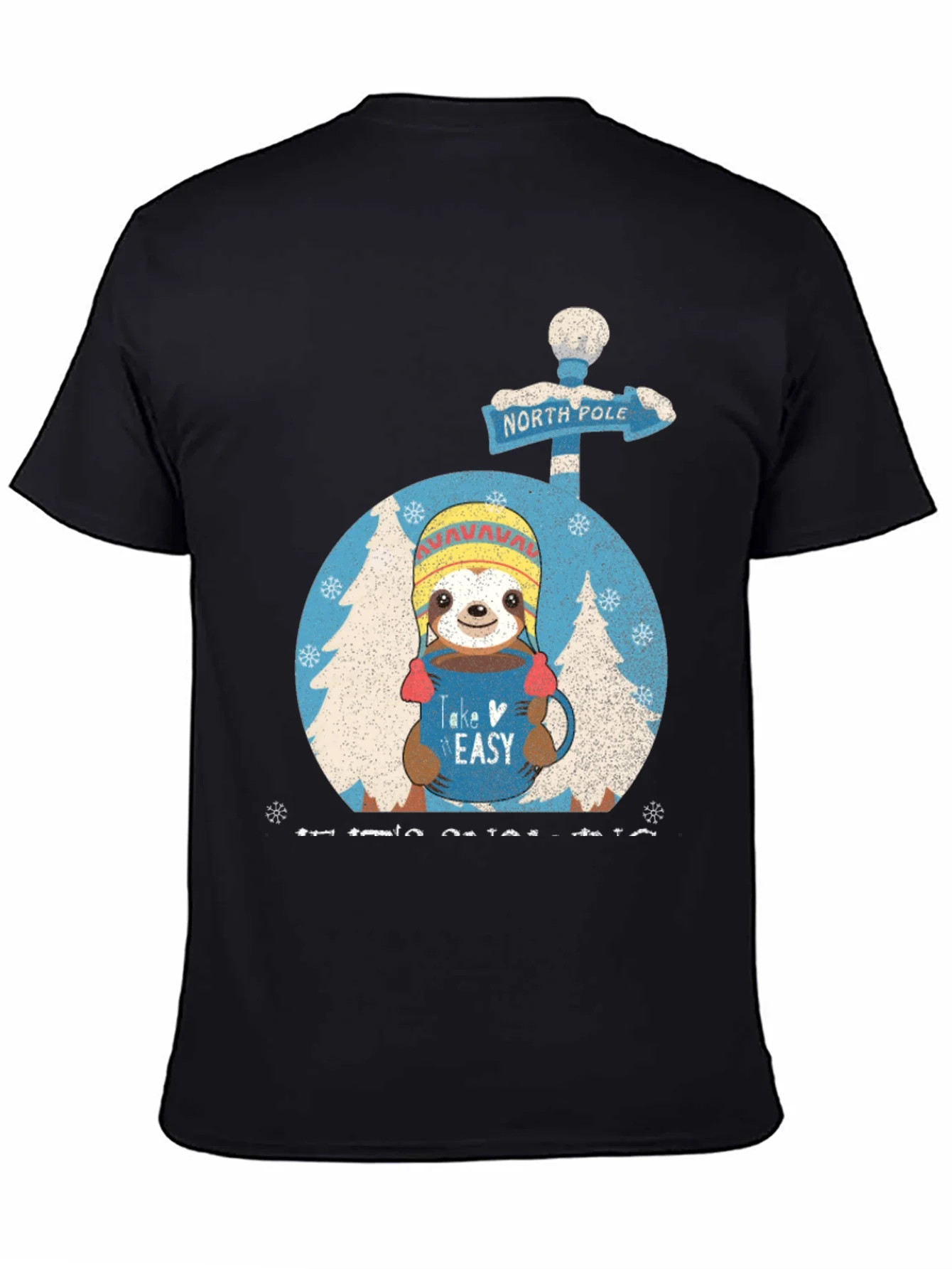 Take It Easy Sloth North Pole Holiday Graphic Tee