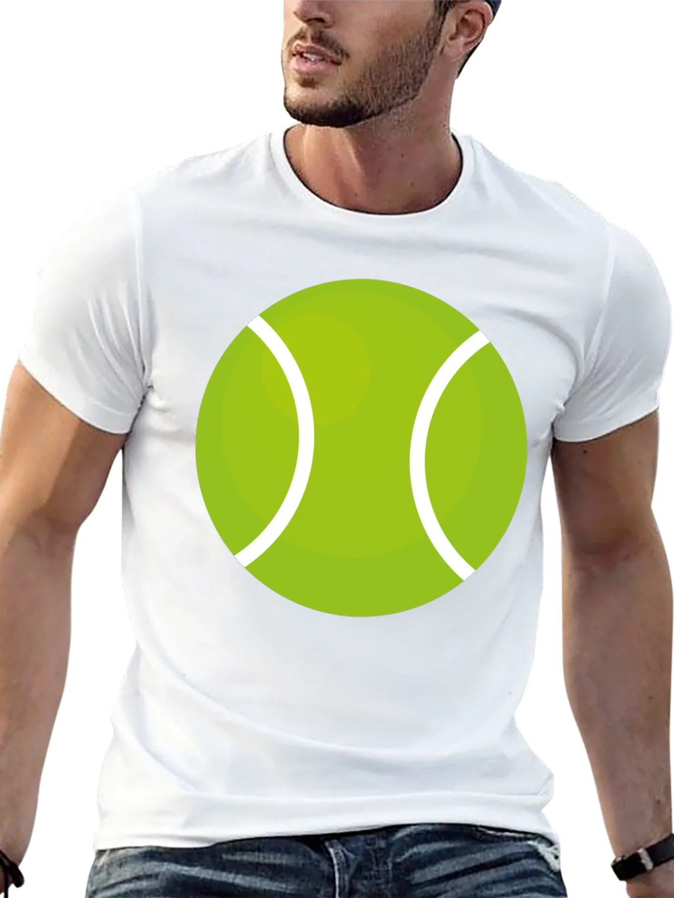 Tennis Ball Graphic Tee - Black Cotton Casual Shirt