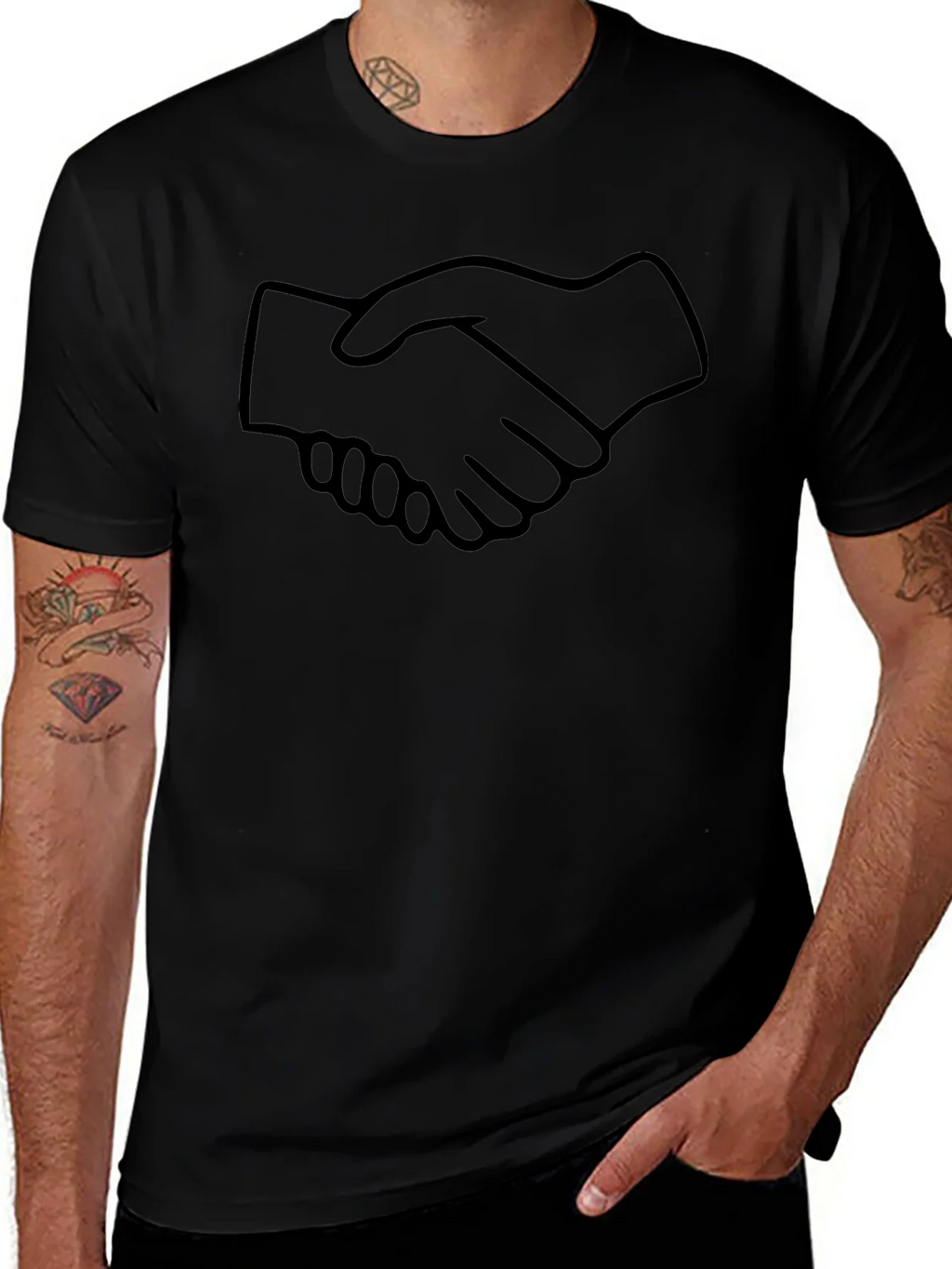 Handshake Graphic Black T-Shirt